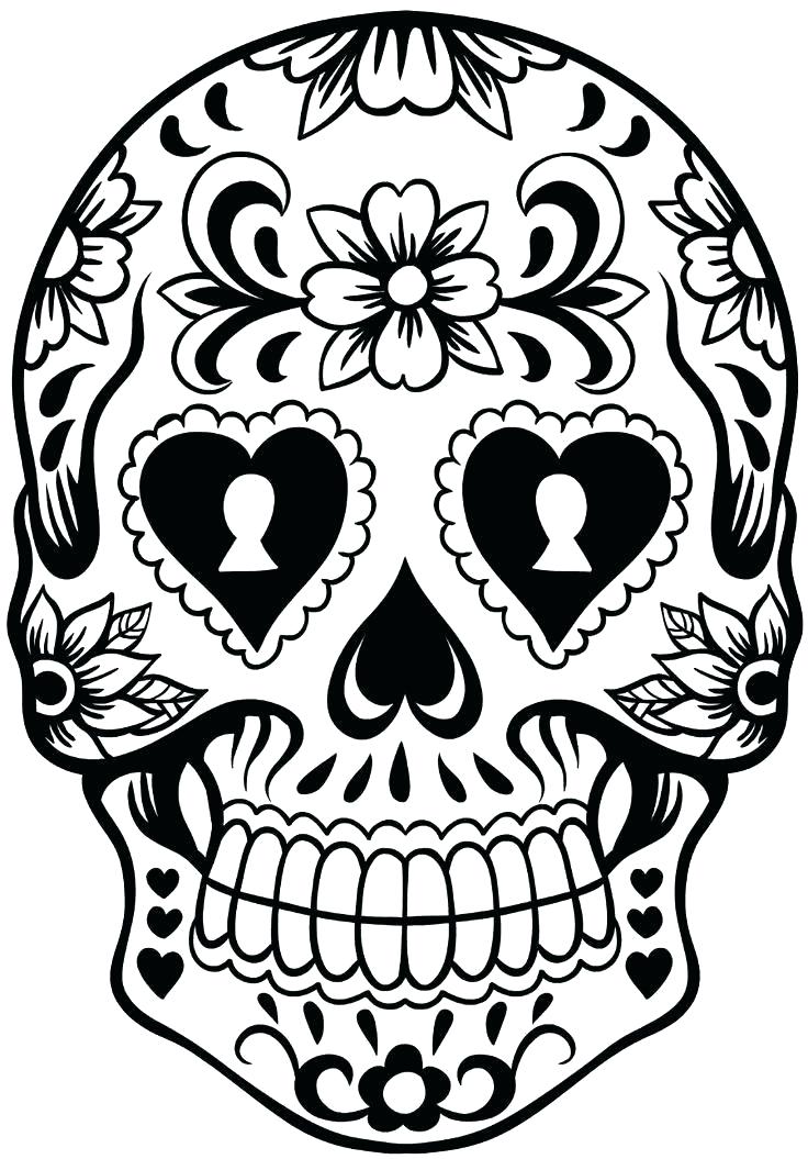 Sugar Skull Drawing Template Free download on ClipArtMag