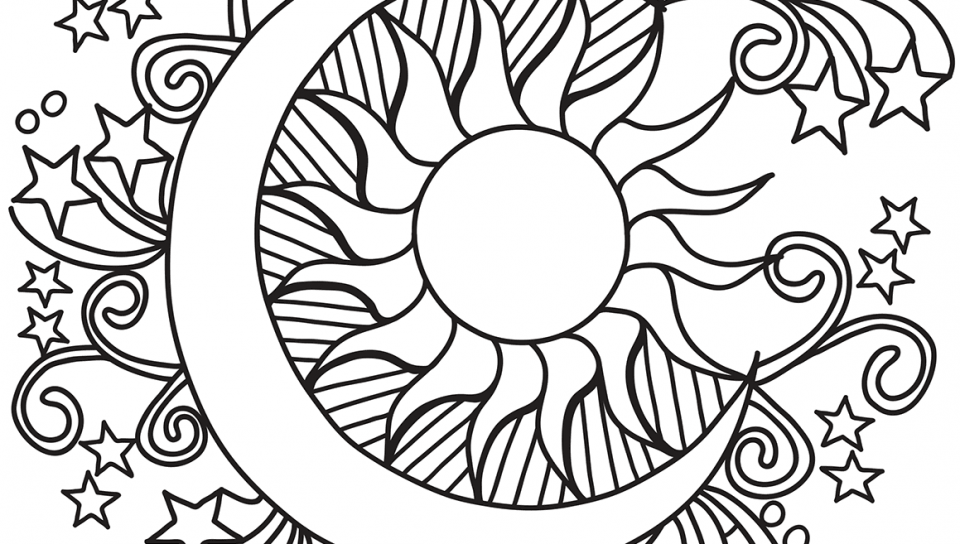 Celestial Moon Coloring Pages For Adults - colouring mermaid