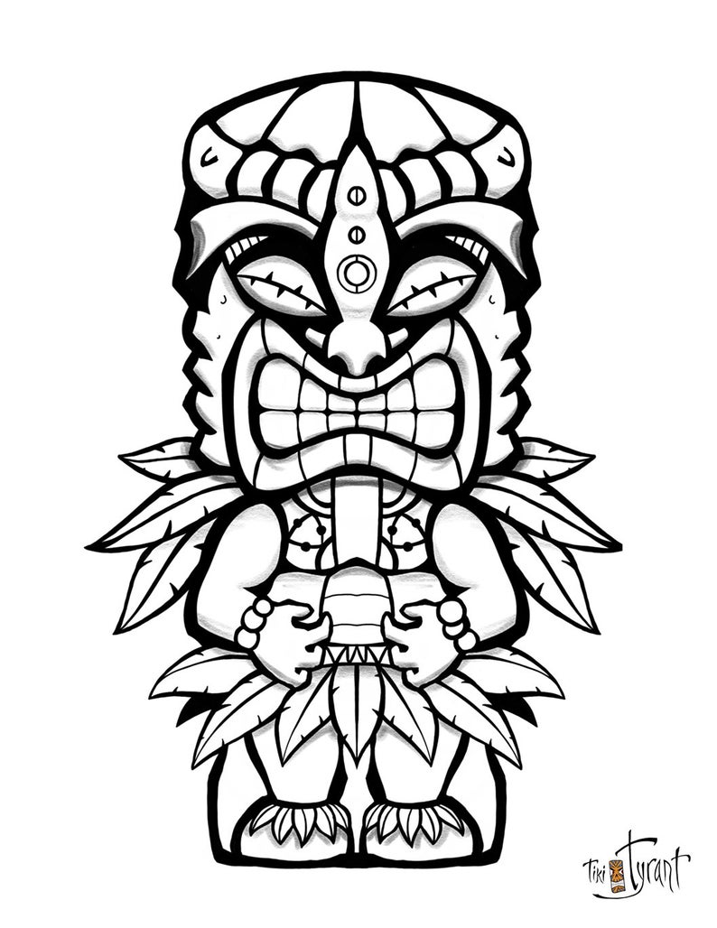 Hawaiian Tiki Mask Coloring Pages Printable Sketch Coloring Page