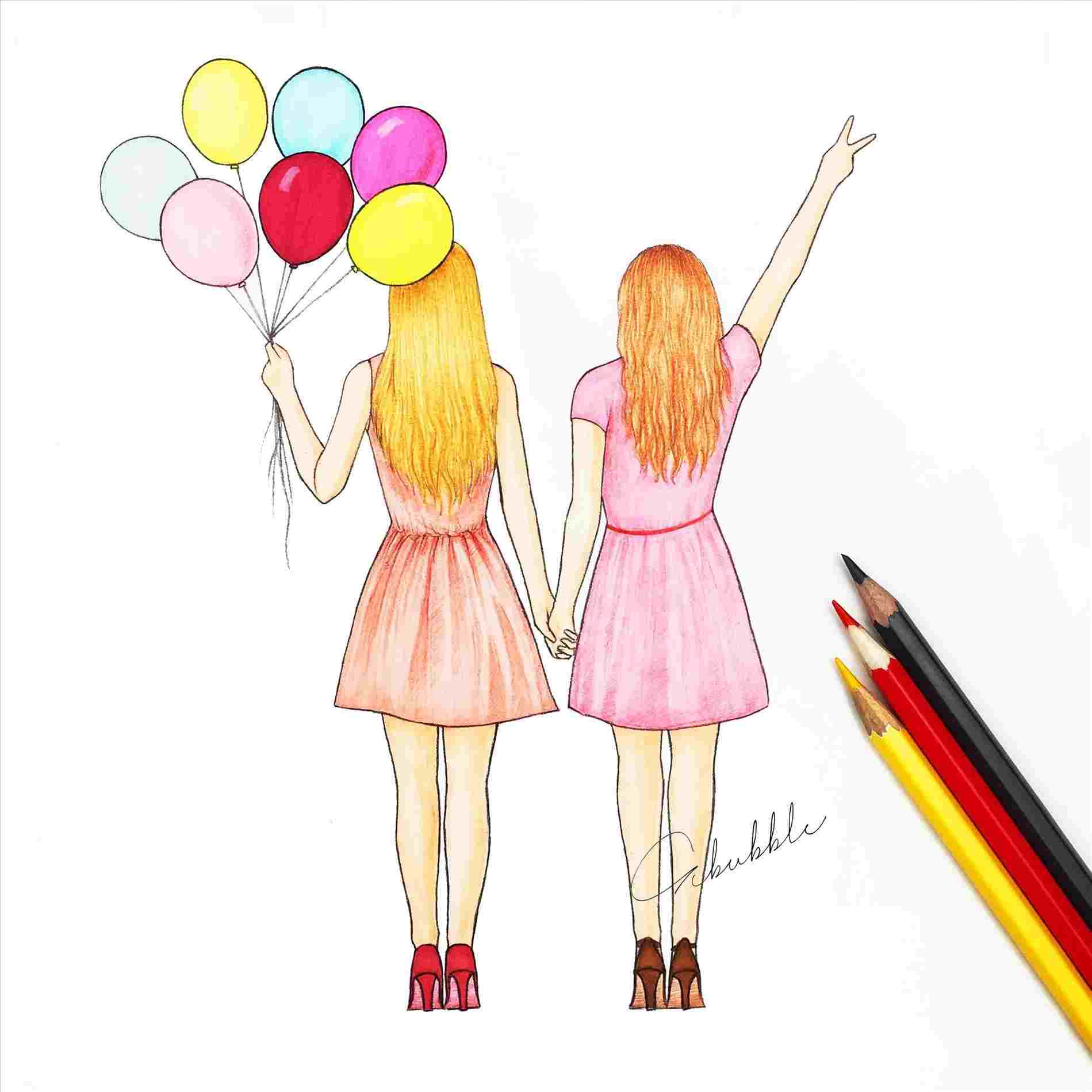 Two Best Friends Drawing | Free download on ClipArtMag