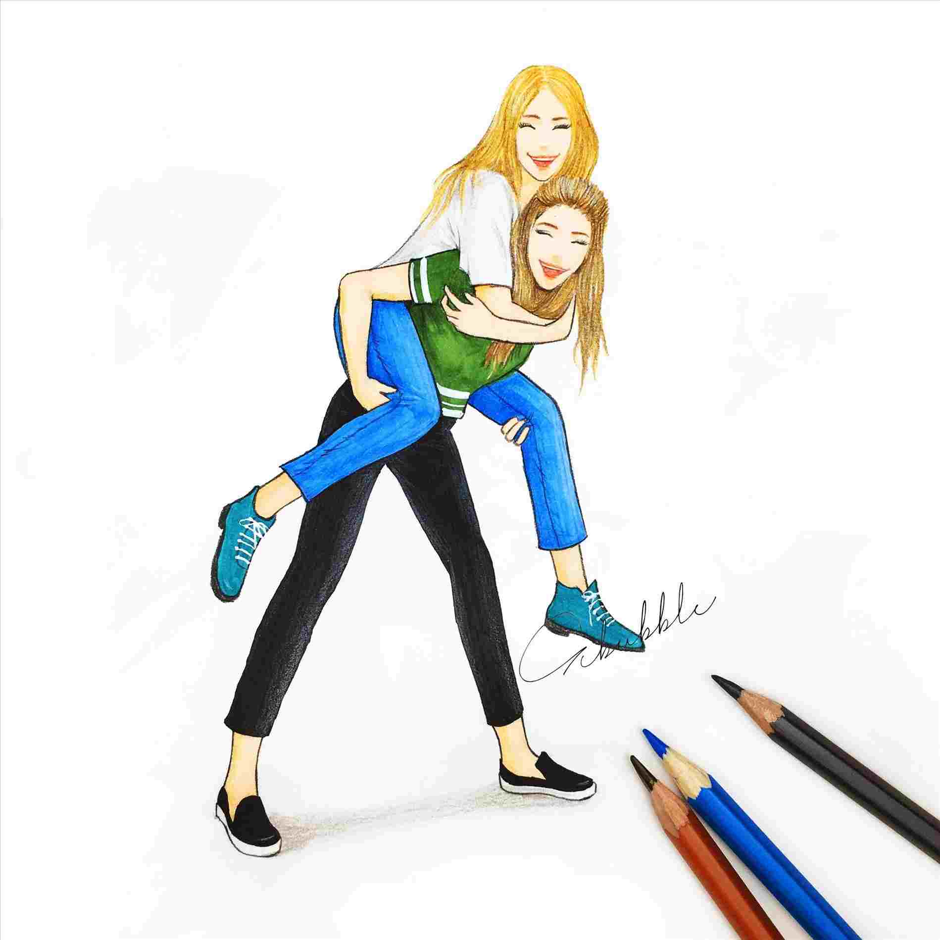 Two Best Friends Drawing | Free download on ClipArtMag