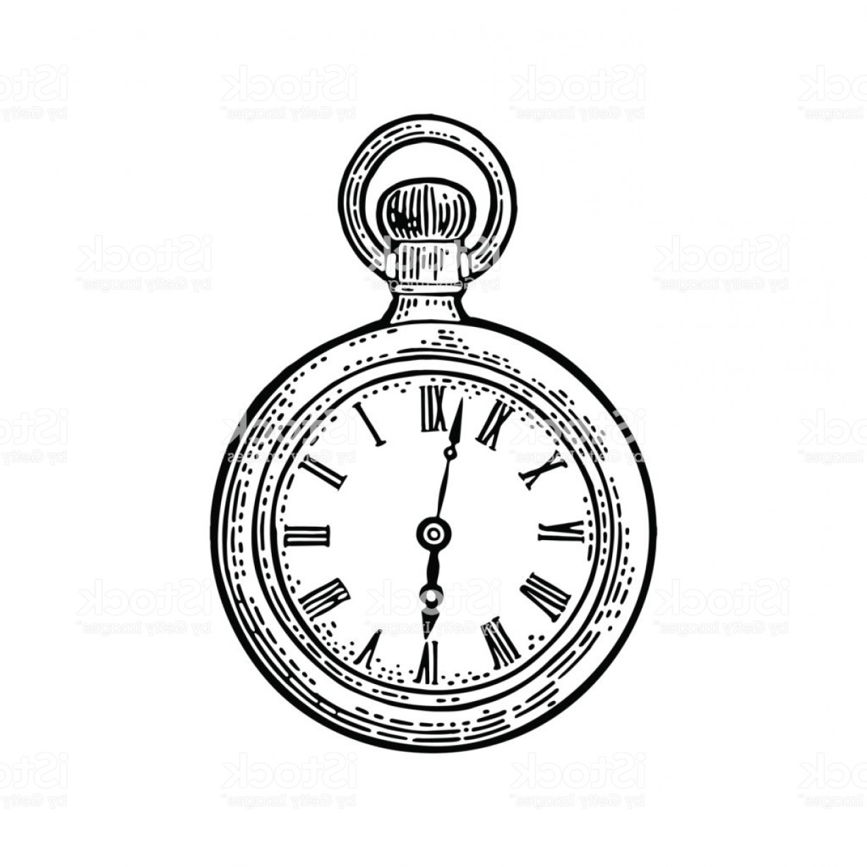 Vintage Pocket Watch Drawing Free download on ClipArtMag
