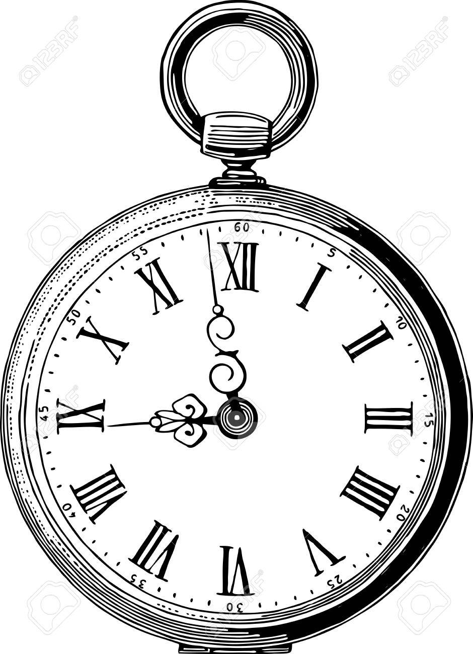 Vintage Pocket Watch Drawing | Free download on ClipArtMag