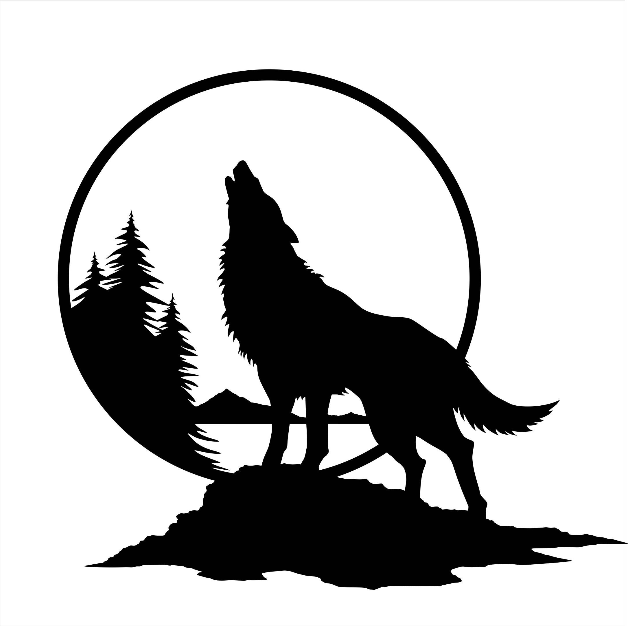 Wolf Howling At The Moon Drawing In Pencil | Free download on ClipArtMag