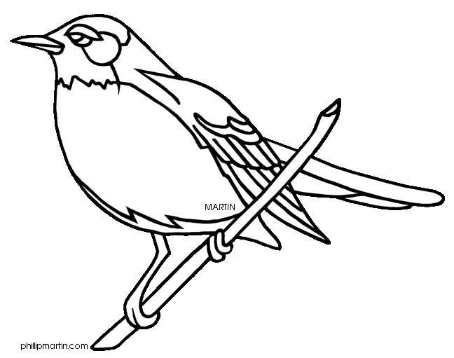 black and white clipart bird