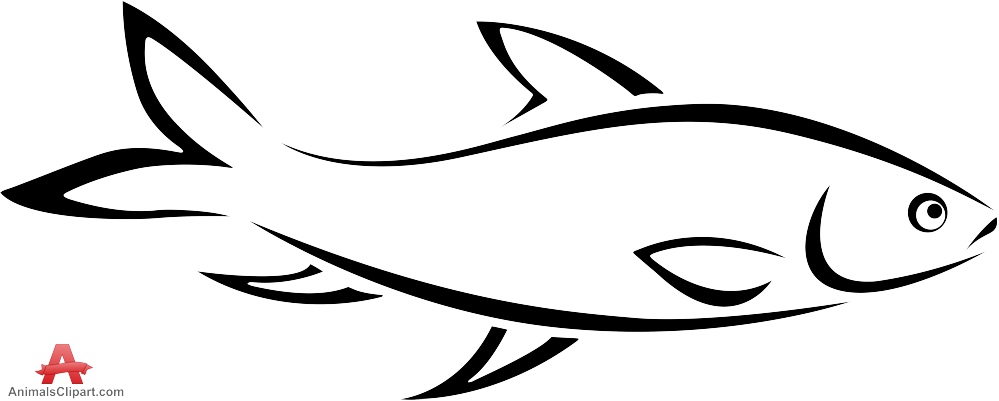 black and white fish clipart 15