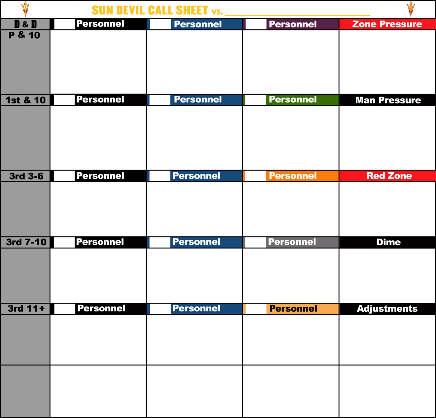 Charting Football Plays Templates