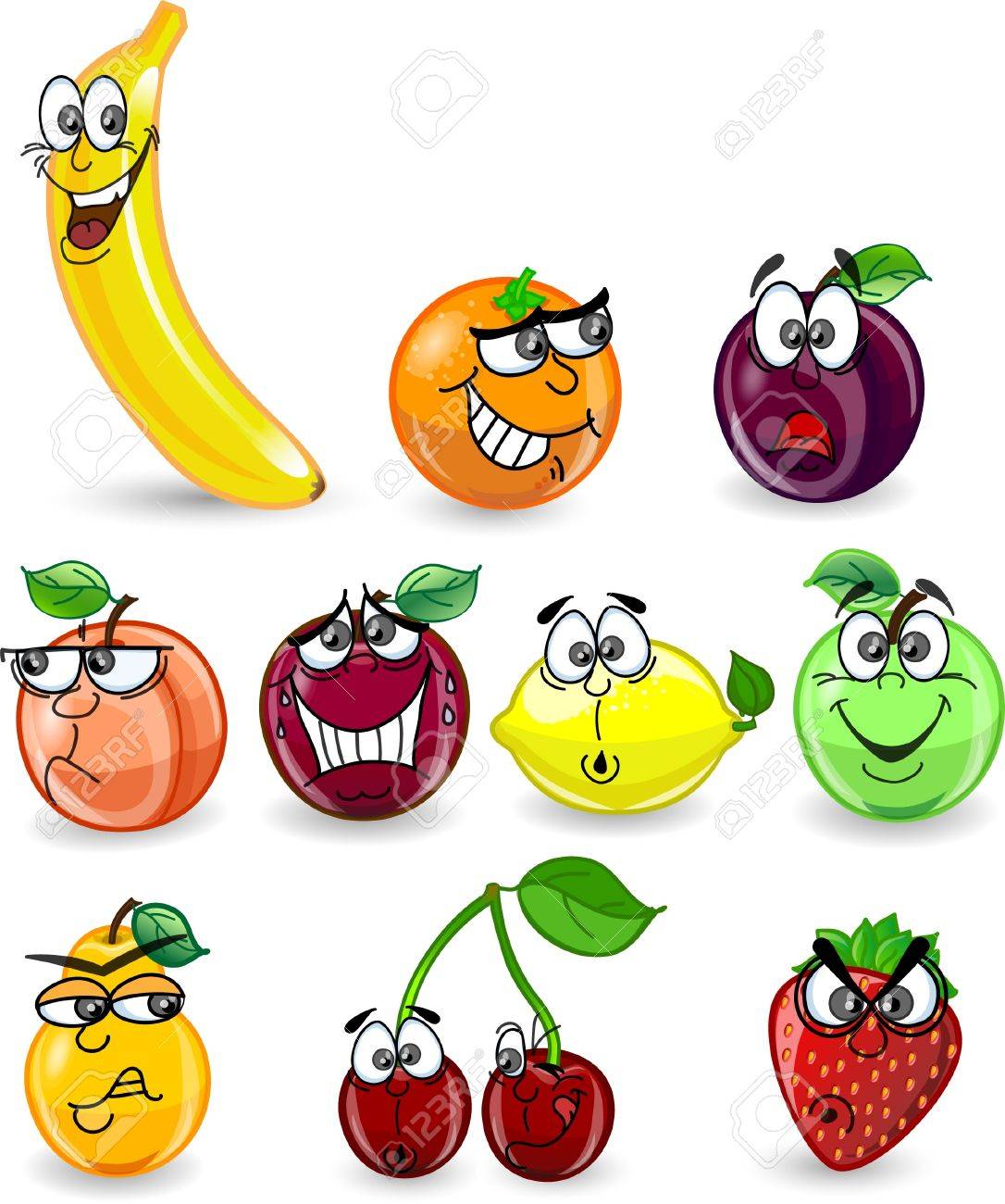 1086x1300 cartoon orange, banana, apples, strawberry royalty