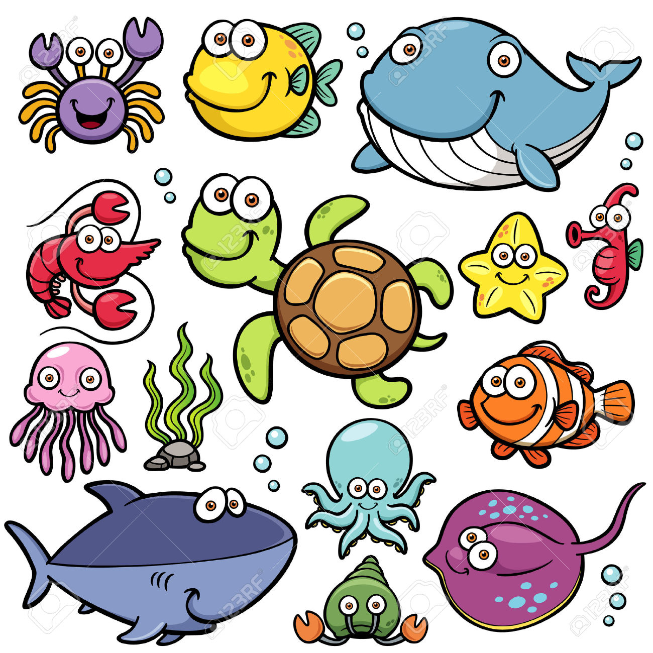 Cartoon Sea Animals Clipart | Free download on ClipArtMag