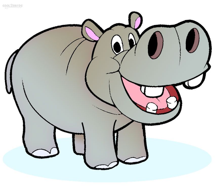 cute baby hippo cartoon clipart