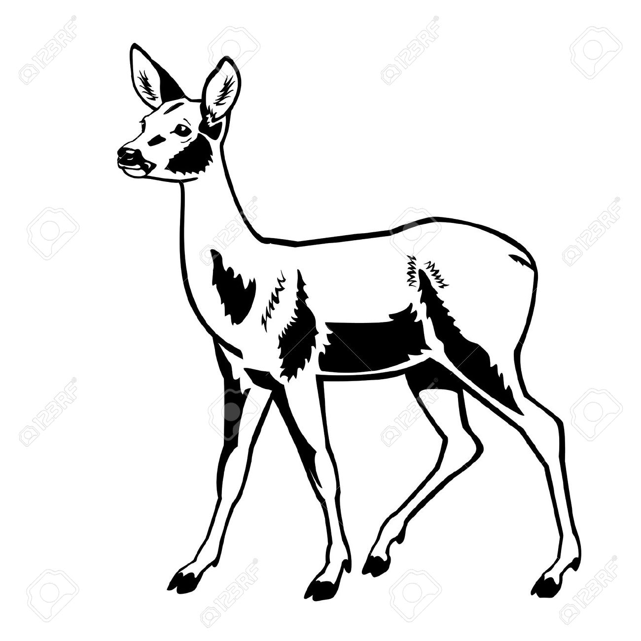 Deer Black And White Clipart | Free download on ClipArtMag