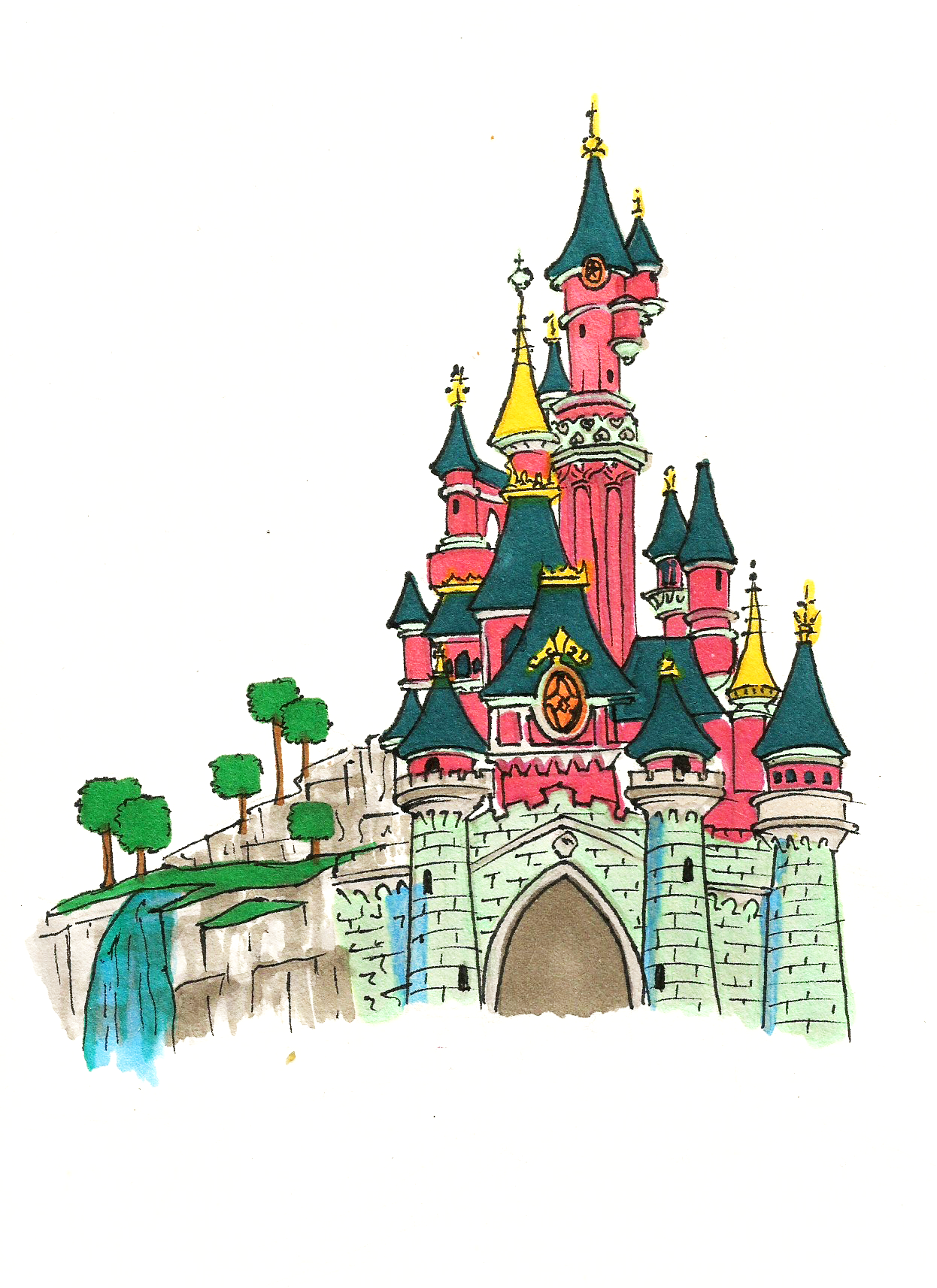 Disneyland Castle Drawing | Free download on ClipArtMag