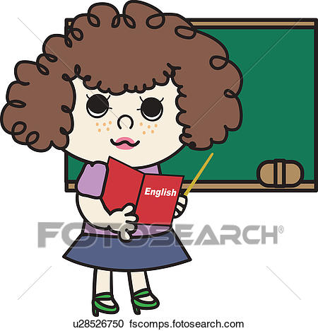 450x468 clipart of blackboard, holding, english teacher, book