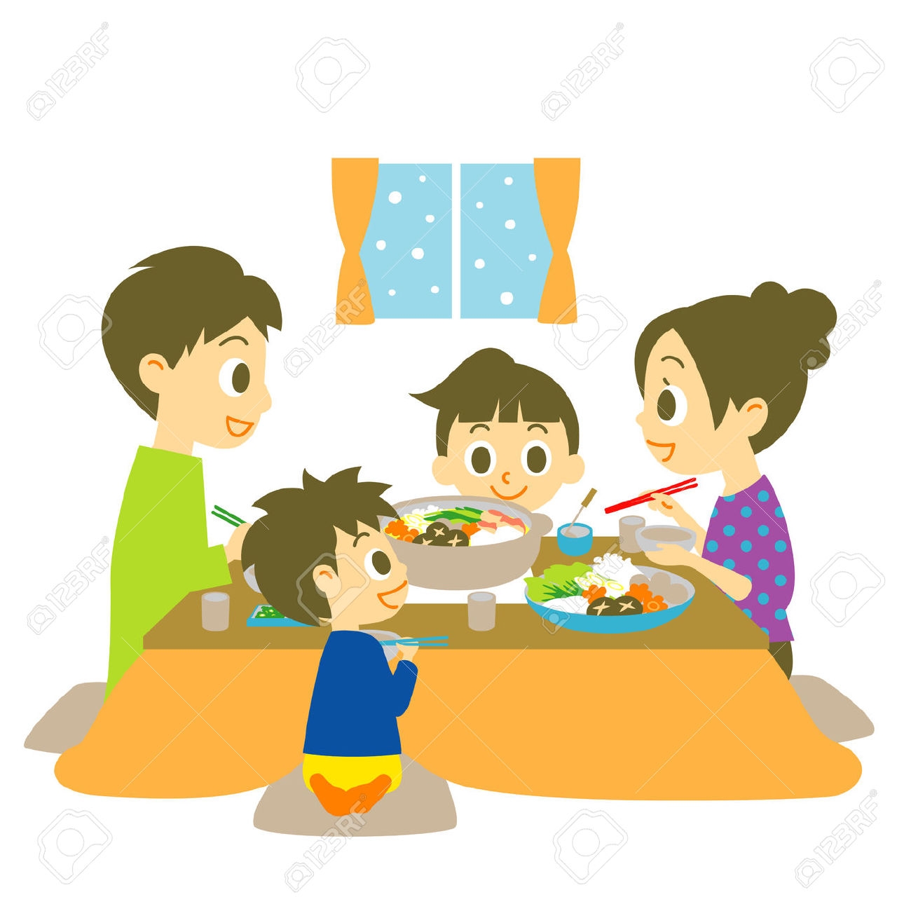 Family Eating Dinner Clipart / Of family having dinner Royalty Free