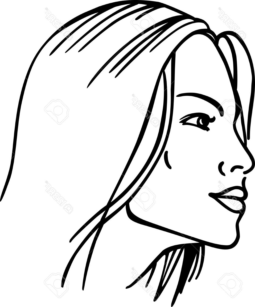 Female Face Outline Free download on ClipArtMag