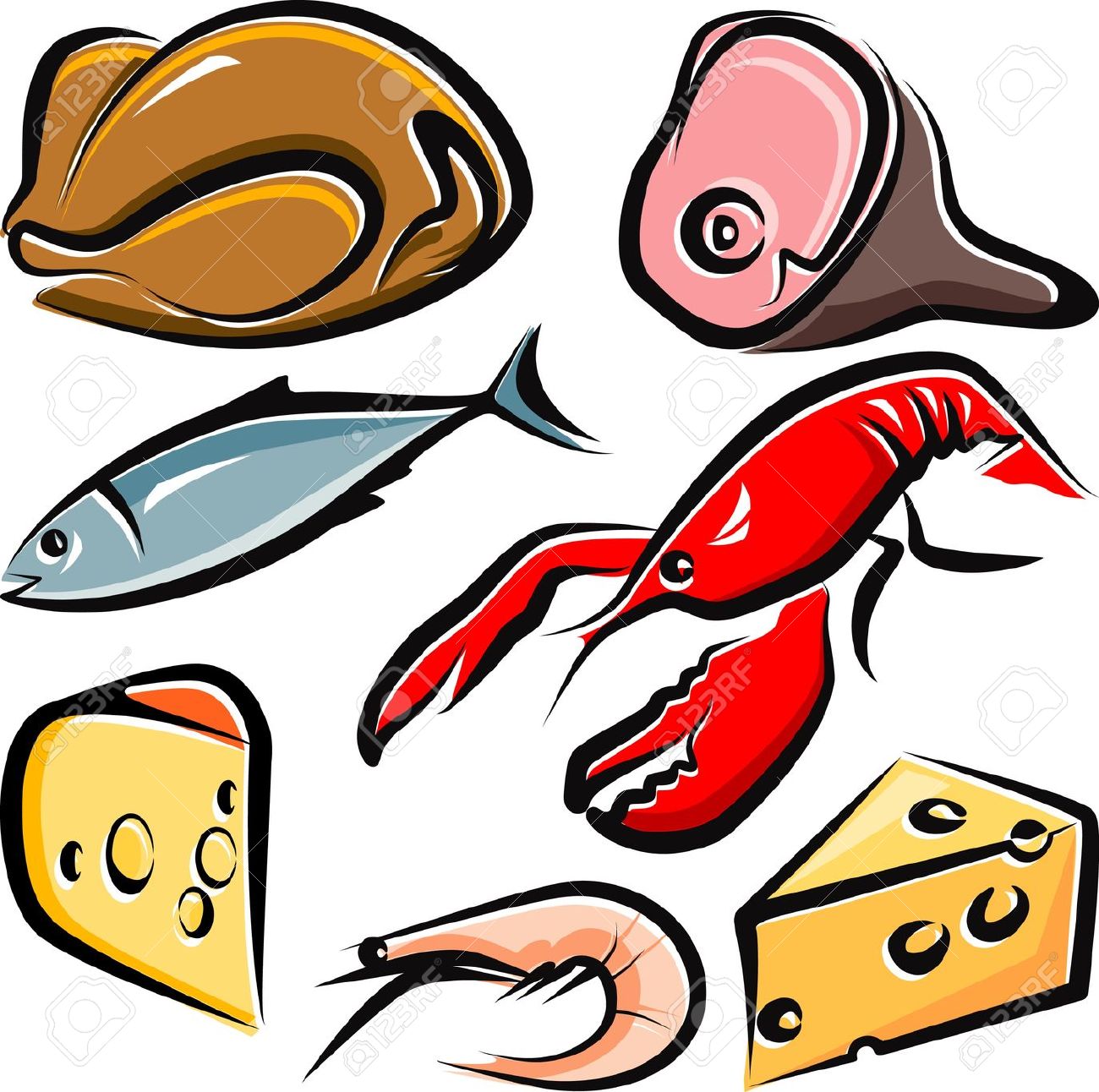 Fleisch Und Fisch Clipart - Lebensmittel-Designs, Fleisch, Fisch und