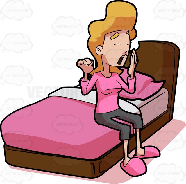 640x634 a sleepy woman getting ready to sleep cartoon clipart