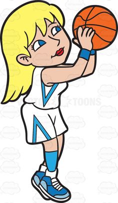 basketball player cartoon clipart shooting ball players female throw vector blonde sports dribbling woman hair college shot clipartmag male practices