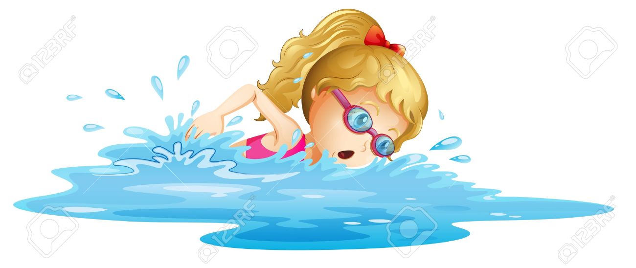 girl swimming clipart