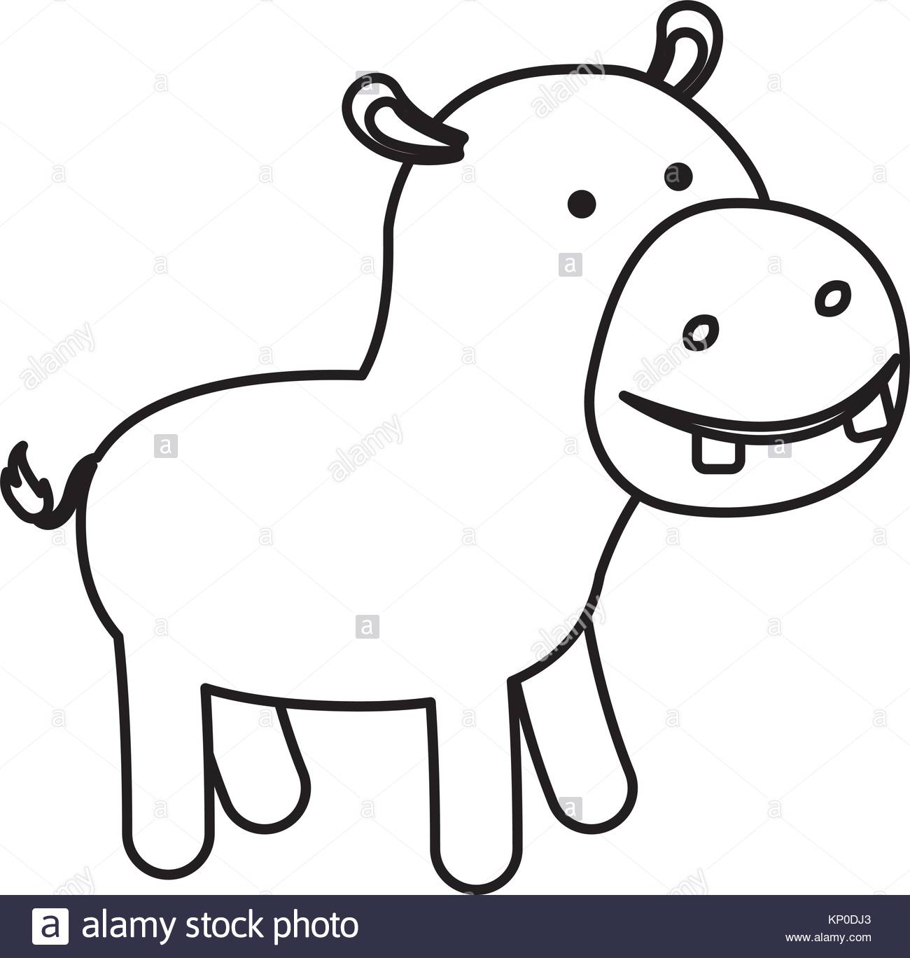 hippo clipart black and white