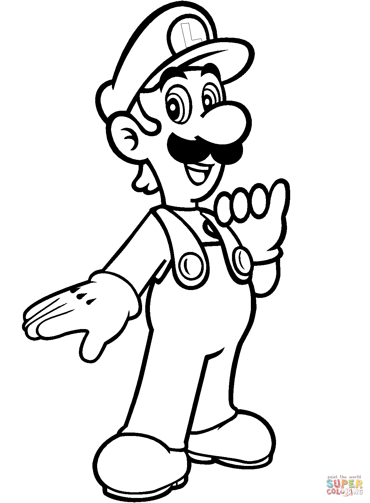 1177x1599 Luigi from Mario Bros coloring page Free Printable Coloring Pages