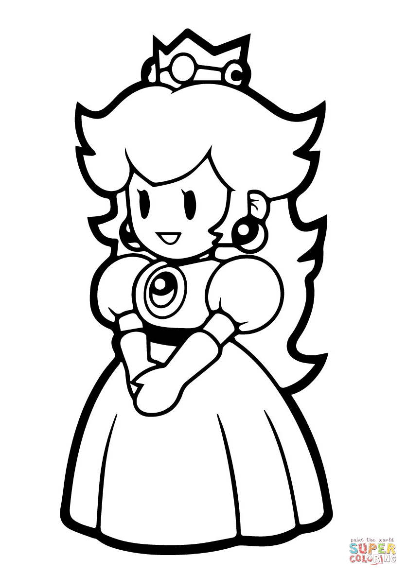 837x1183 Paper Princess Peach coloring page Free Printable Coloring Pages
