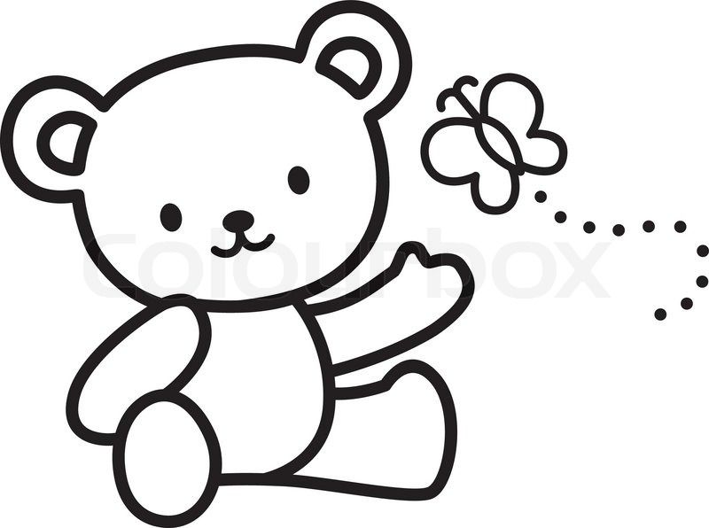 line drawing teddy bear