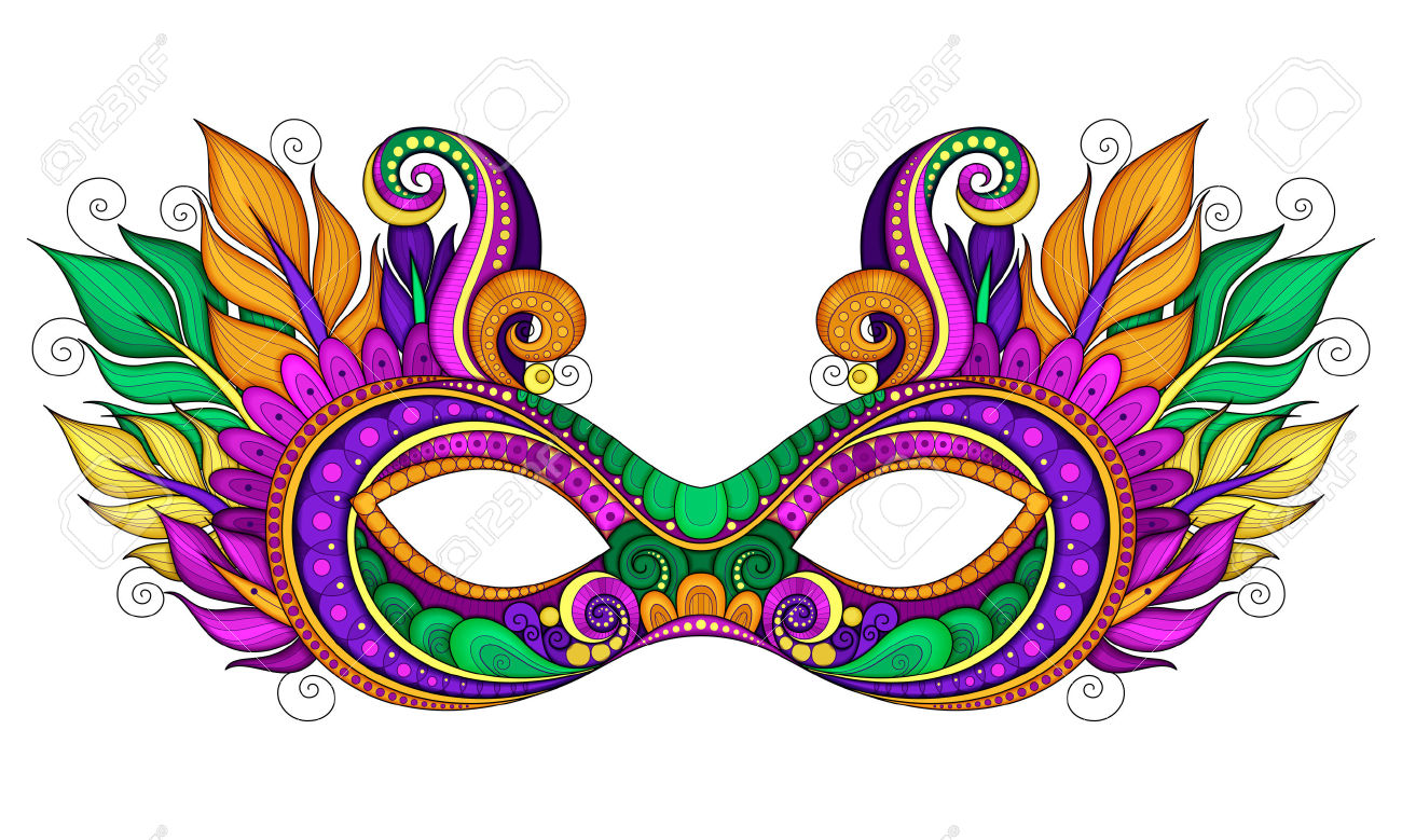Mardi Gras Mask Clip Art Vector Ornate Colored Mardi Gras Carnival