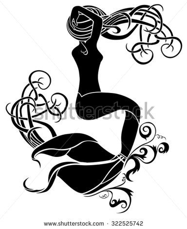 Mermaid Outline Clipart 