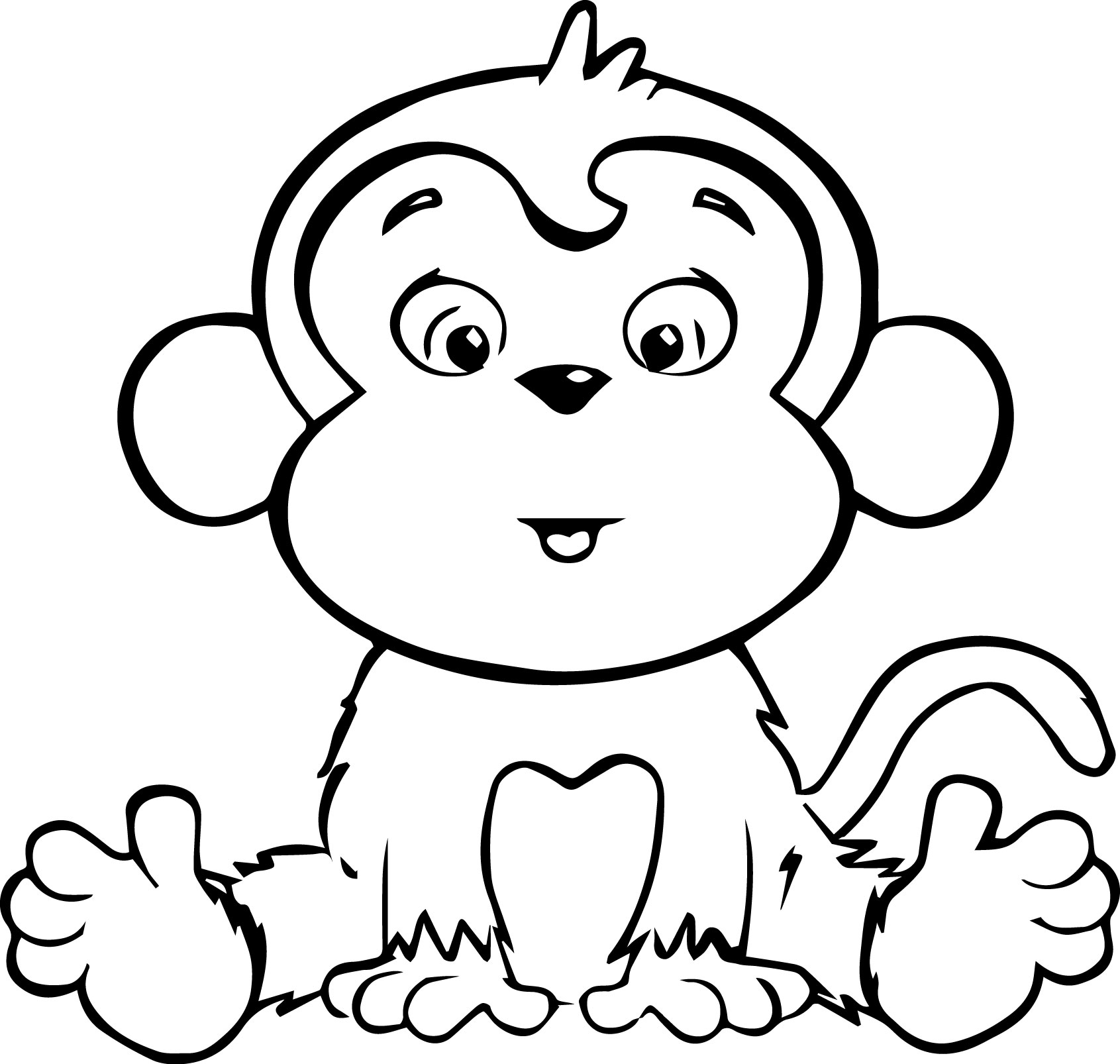 coloring-monkey-pages-baby-printable-kids-cute-monkeys-animal-realistic