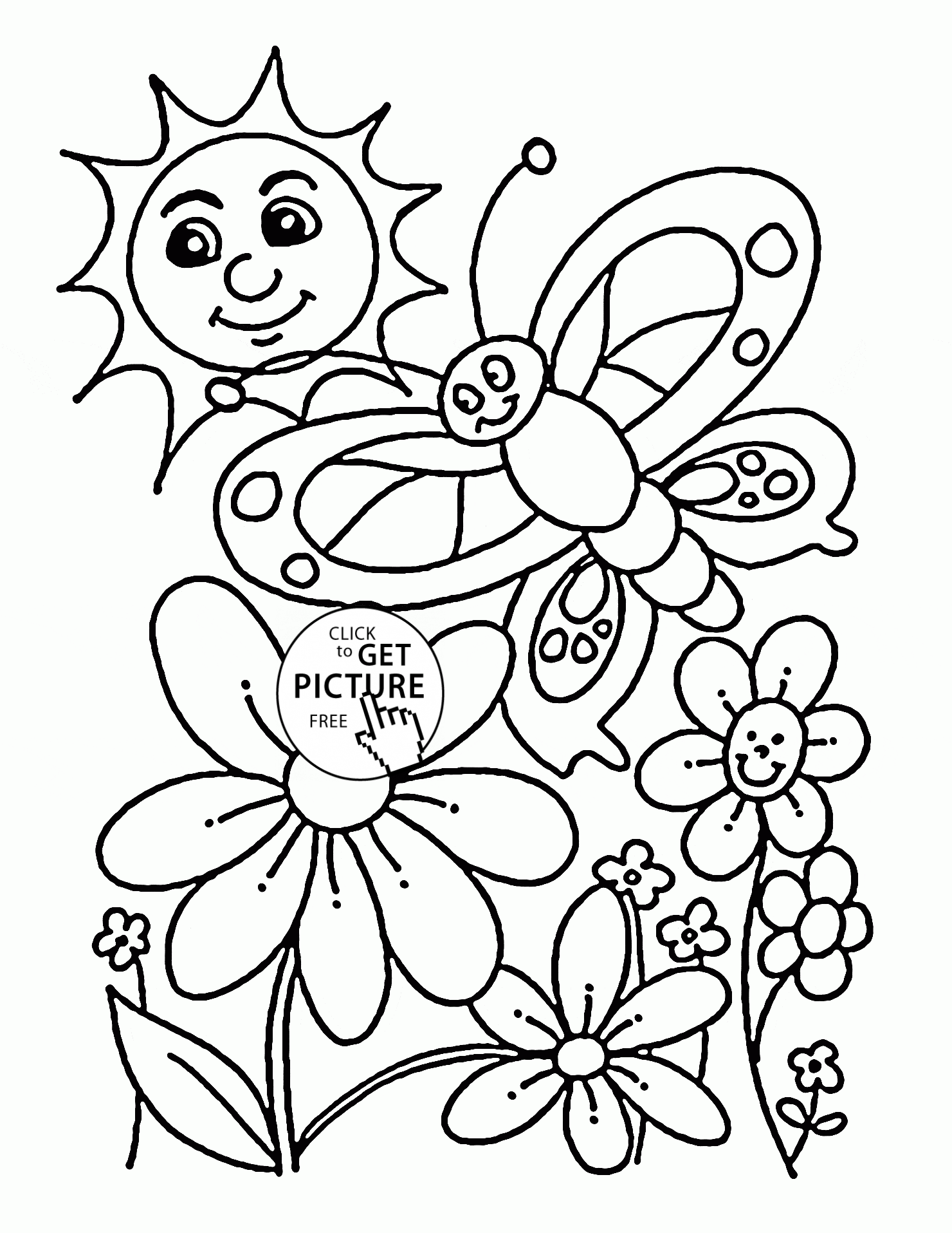 Cartoon Nature Coloring Page For Kids with simple drawing