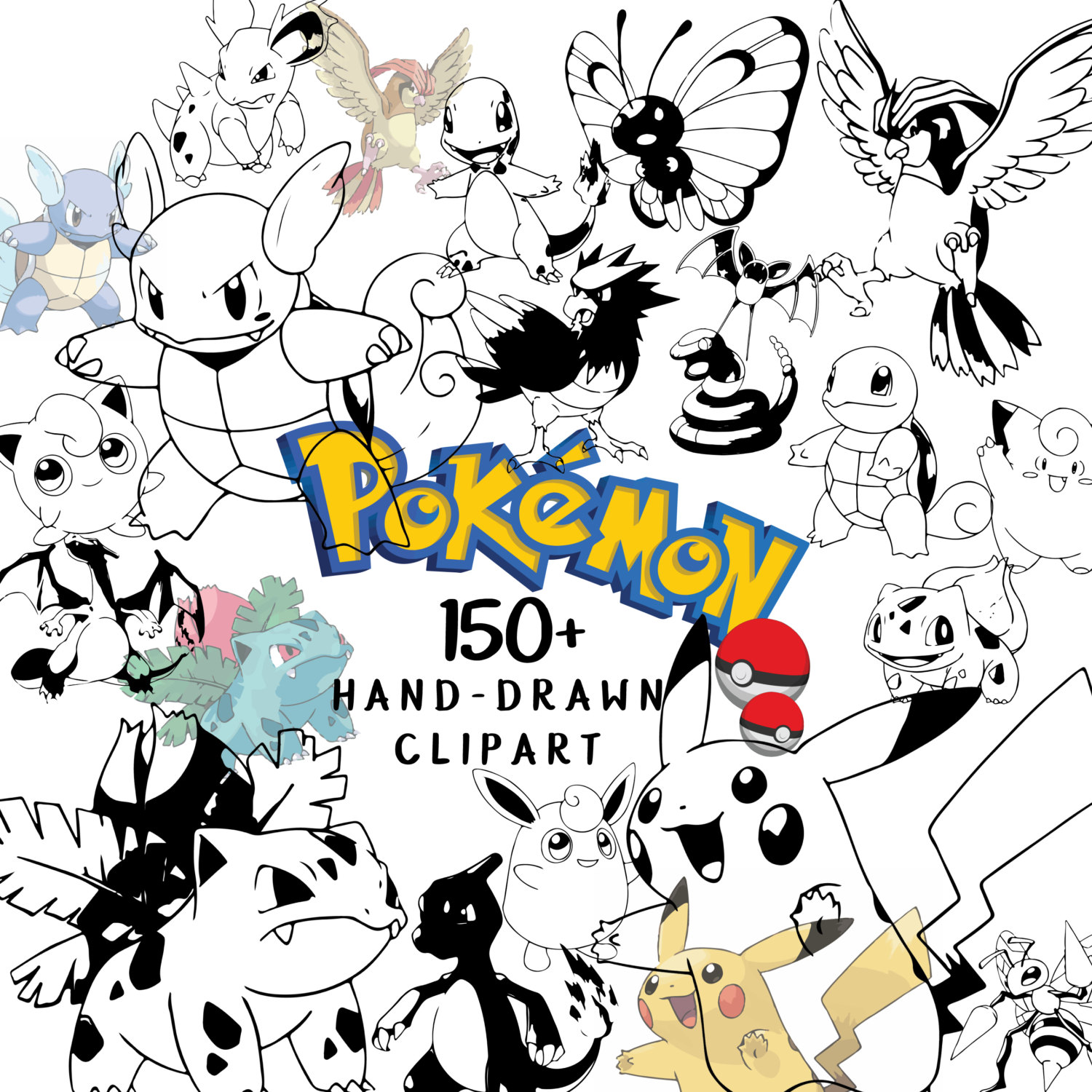Pokemon Clipart Black And White | Free download on ClipArtMag