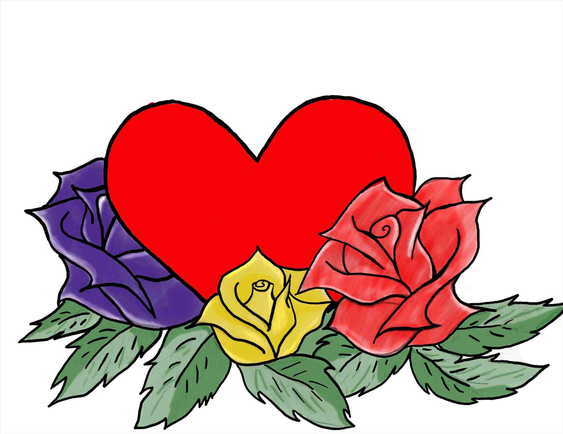 Roses Drawings With Hearts Free download on ClipArtMag