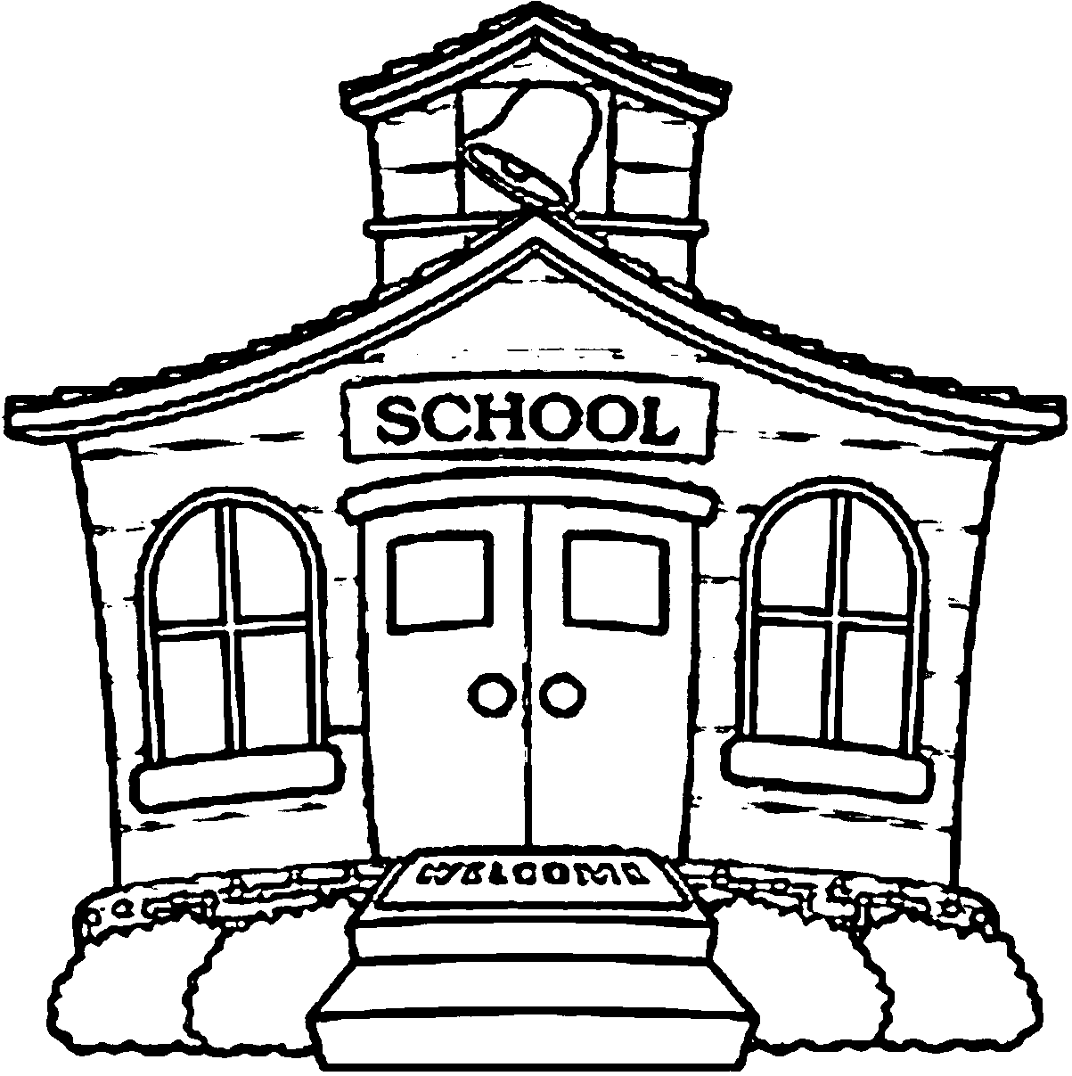 All 102+ Images school building clip art black and white Excellent