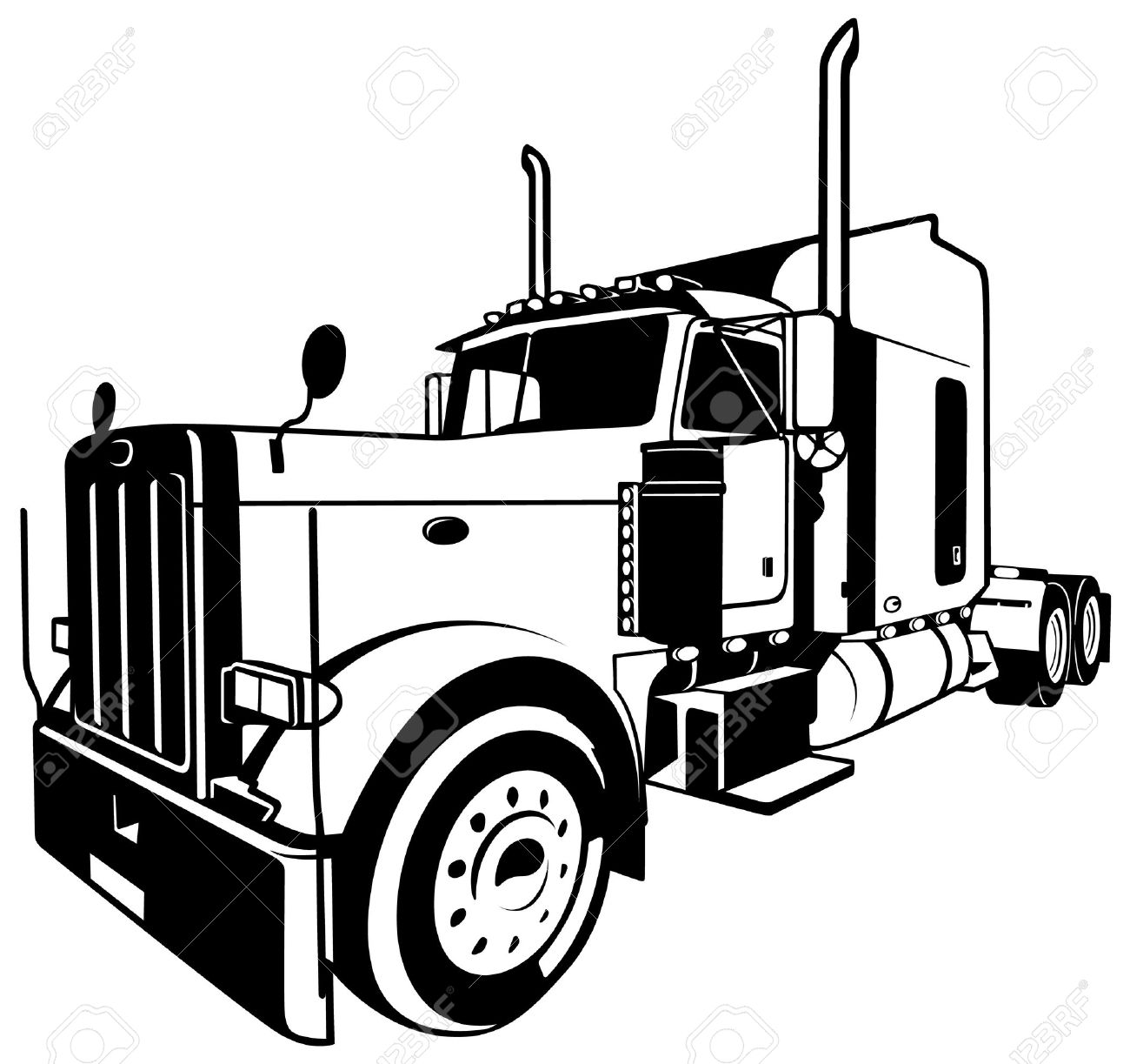 Semi Truck Clipart Black And White Free download on
