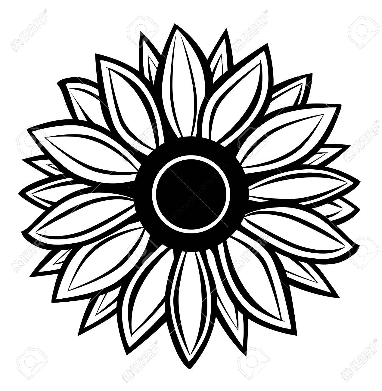 Sunflower Drawing Black And White | Free download on ...