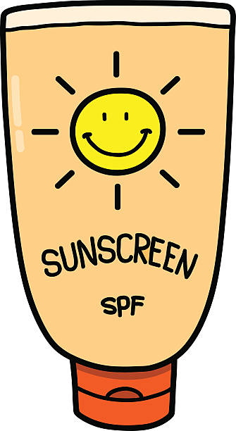 Cartoon Sunscreen Clipart - Sunscreen Child Illustrations, Royalty-Free