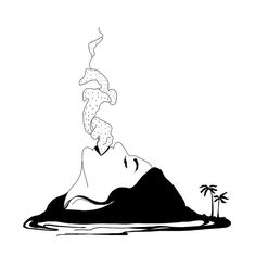 Volcano Black And White | Free download on ClipArtMag