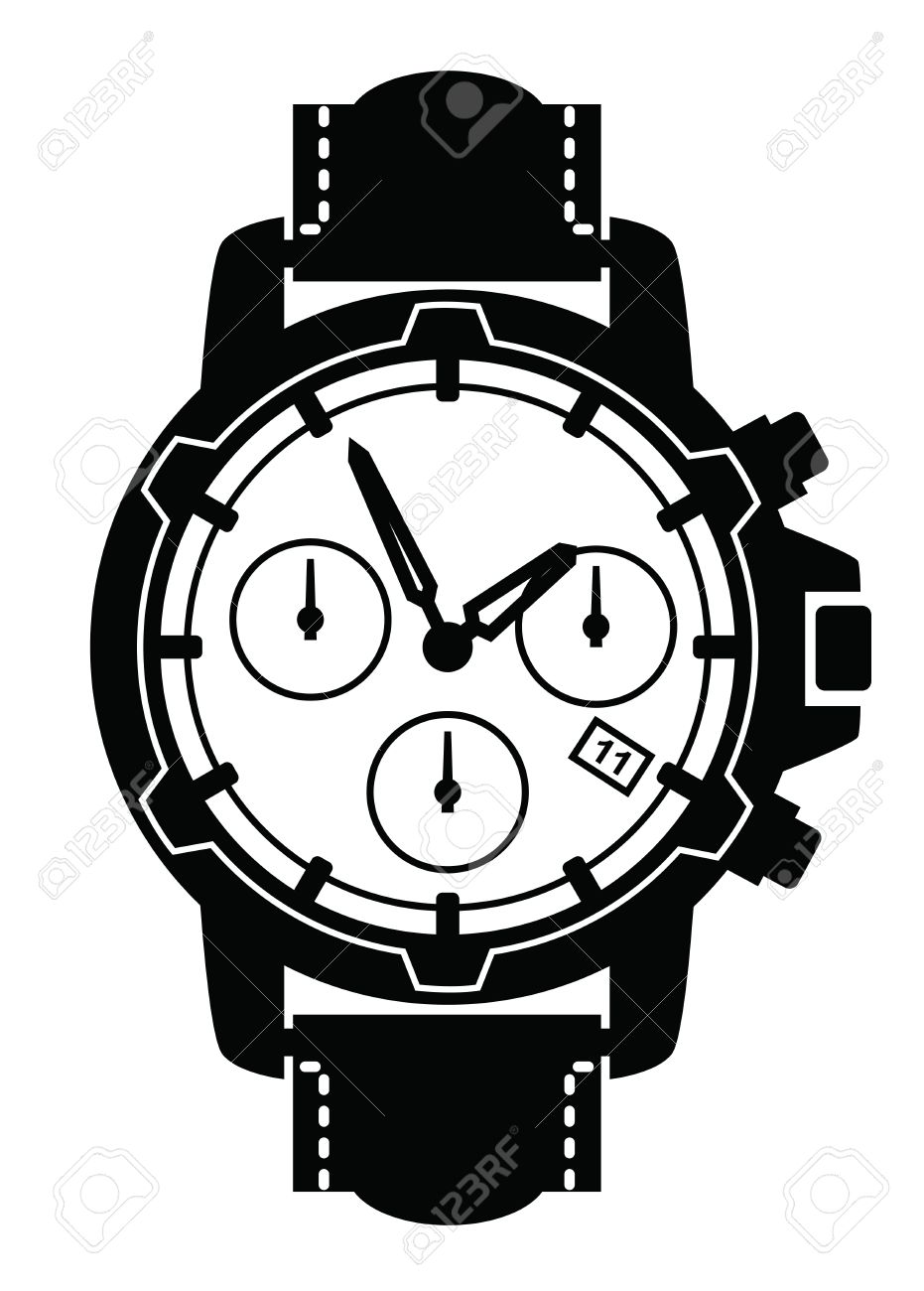 Watch Clipart Black And White Free download on ClipArtMag