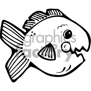 300x300 Cartoon Vector Fish Bw Clipart Royalty Free Clipart