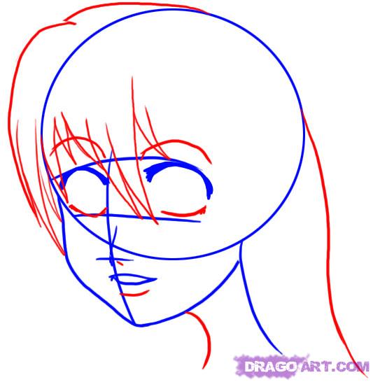 533x546 How To Draw Manga Style Female Faces, Step