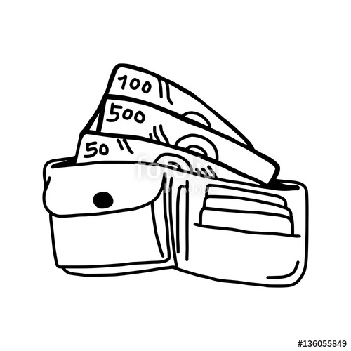 500x500 Vector Illustration Hand Drawn Sketch Of Leather Wallet