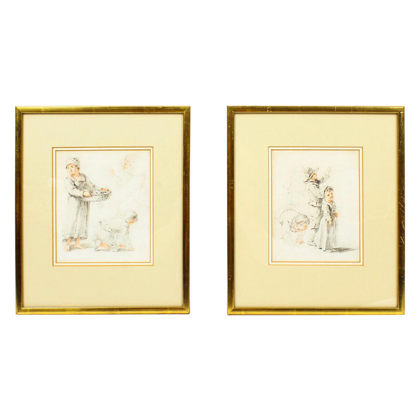 1335x1335 Antique Pair Of Sketches
