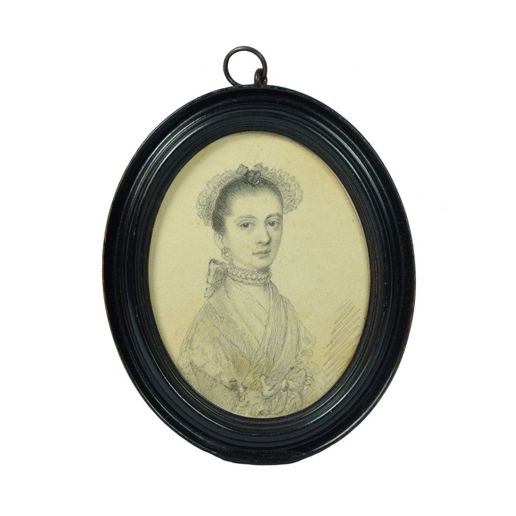 1024x1024 Fine Century Miniature Portrait Drawing Plumbago Original