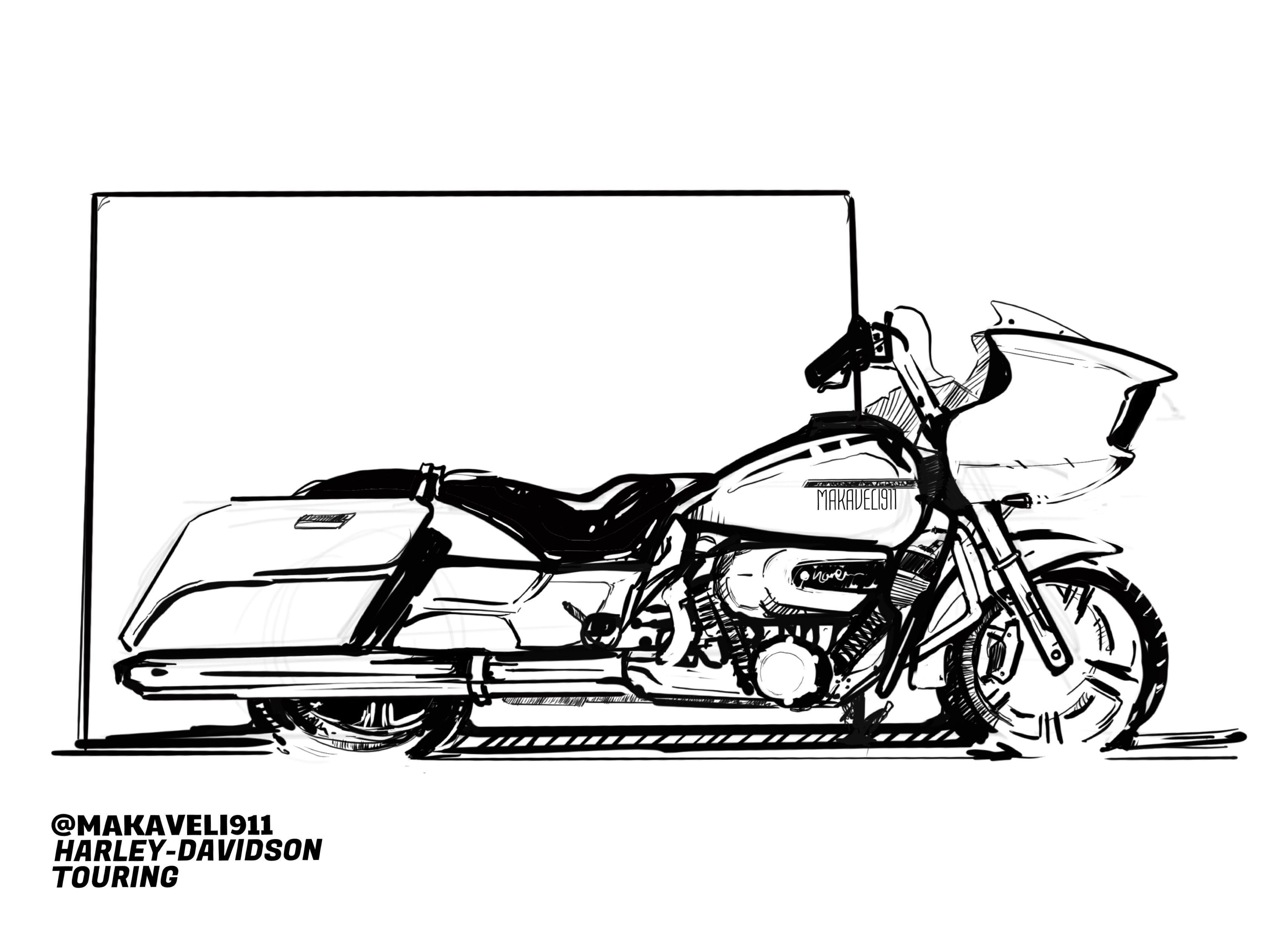 3384x2520 Harley Davidson Drawing