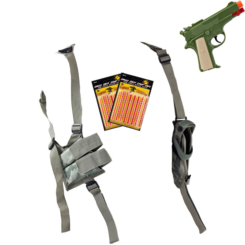 800x800 Kids Army Single Draw Shoulder Holster Cap Gun Combo