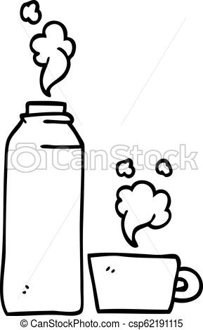 289x470 Line Drawing Cartoon Hot Drinks Flask