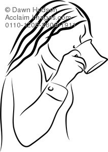 213x300 Simple Line Drawing Of A Woman Drinking Coffee From A Mug Clipart