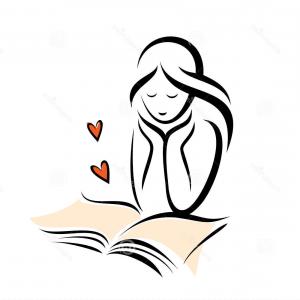 300x300 Stock Photos Girl Reading Romantic Book Isolated Sketch Image