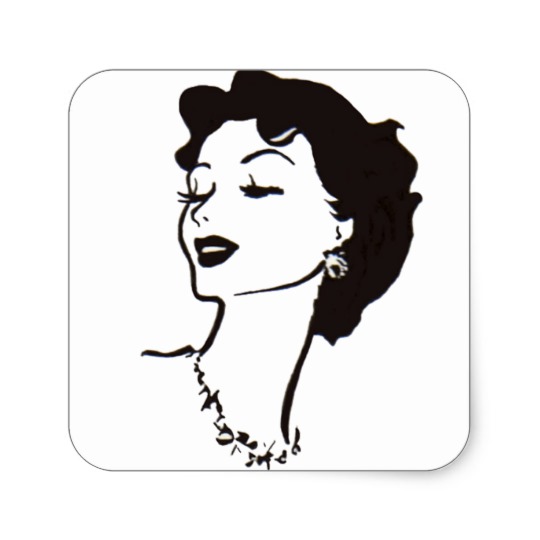 540x540 Vintage Woman Face Black And White French Graphic Square Sticker